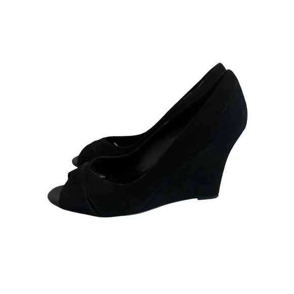 Kate Spade New York Black Peep Toe Wedge Sandals Cutout Velvet Size 6.5 Women's - Picture 8 of 11